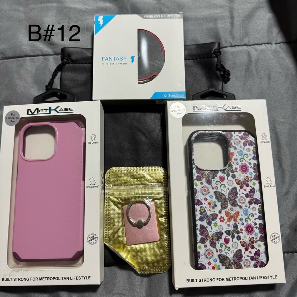 Pink & Floral iPhone Case Duo with Pink Ring Holder and Fantasy Wireless Charger